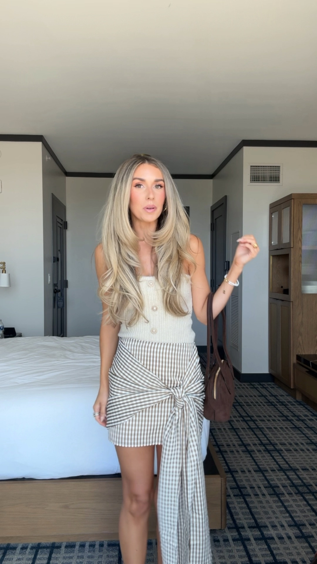 Lunch date outfit while in Dallas! 
+ Sweater top with matching cardigan: size xs 
+ wrap skirt: xs | code KAITSAVE30
+ white pointed toe heels: true to size 
My wrap skirt was a hit and I got so many compliments on it. It’s also on sale! 

#LTKCon #LTKStyleTip #LTKSaleAlert