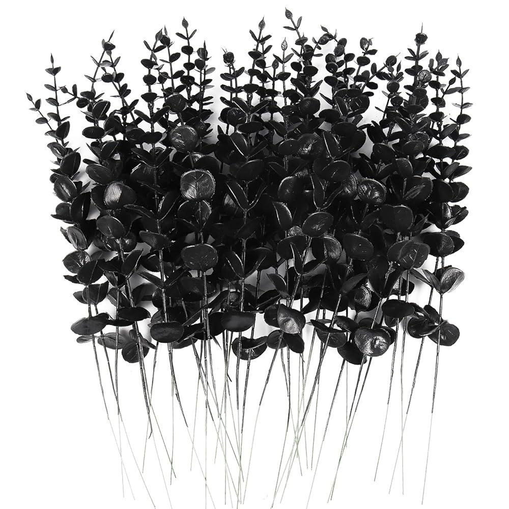 Black Eucalyptus Leaves Stems Artificial 36 Pieces | Amazon (US)