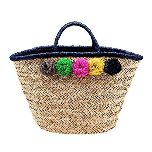 San Diego Hat Company Women's Pom Seagrass Tote Bag, Natural, OS | Amazon (US)
