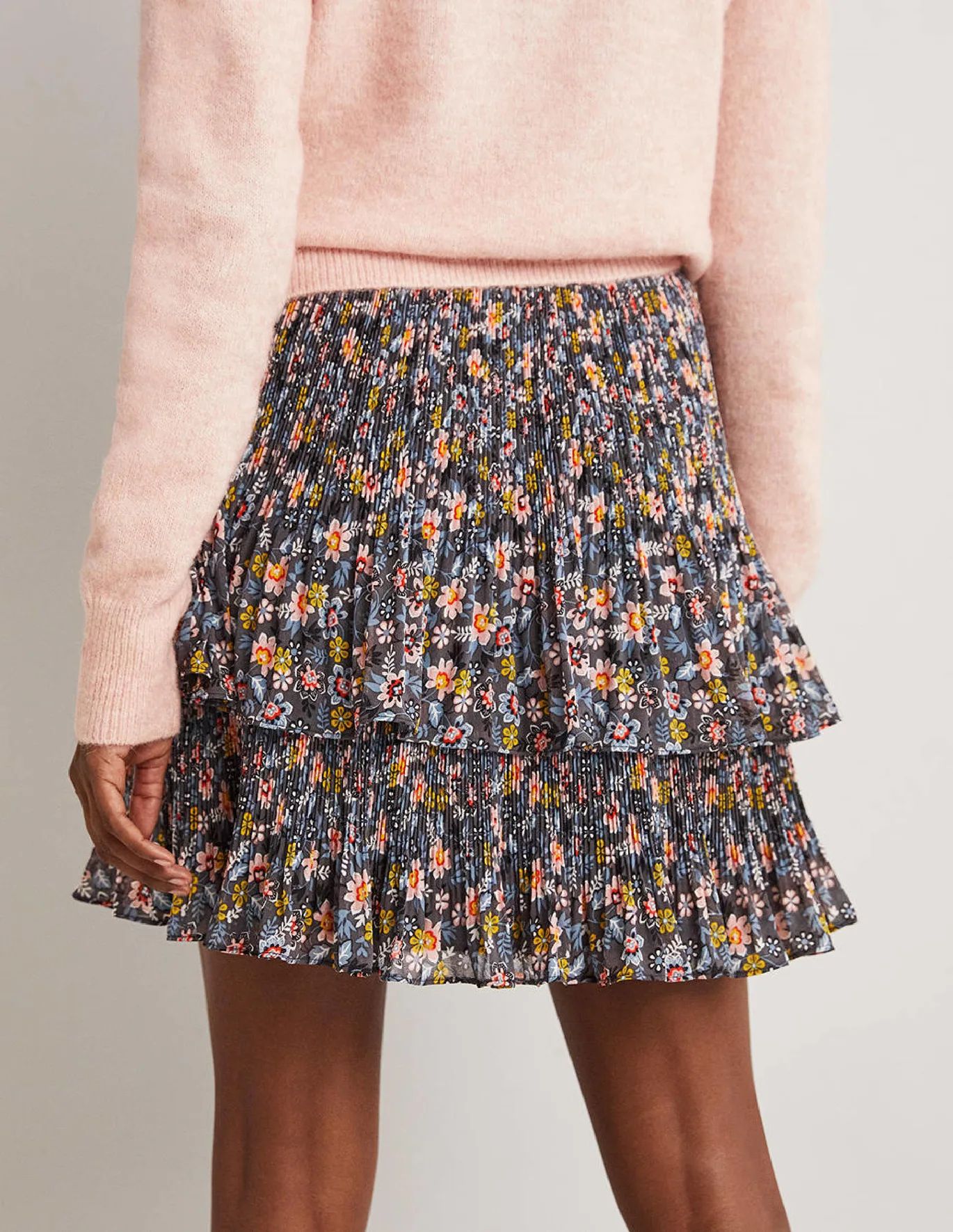Plisse Mini Skirt - Graphite, Opulent Leaf | Boden (US)