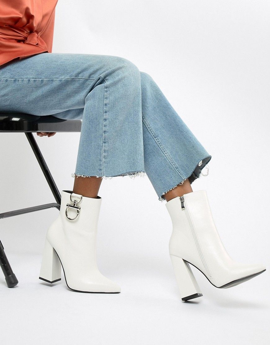 Public Desire Forever white silver hardwear boots - White | ASOS US