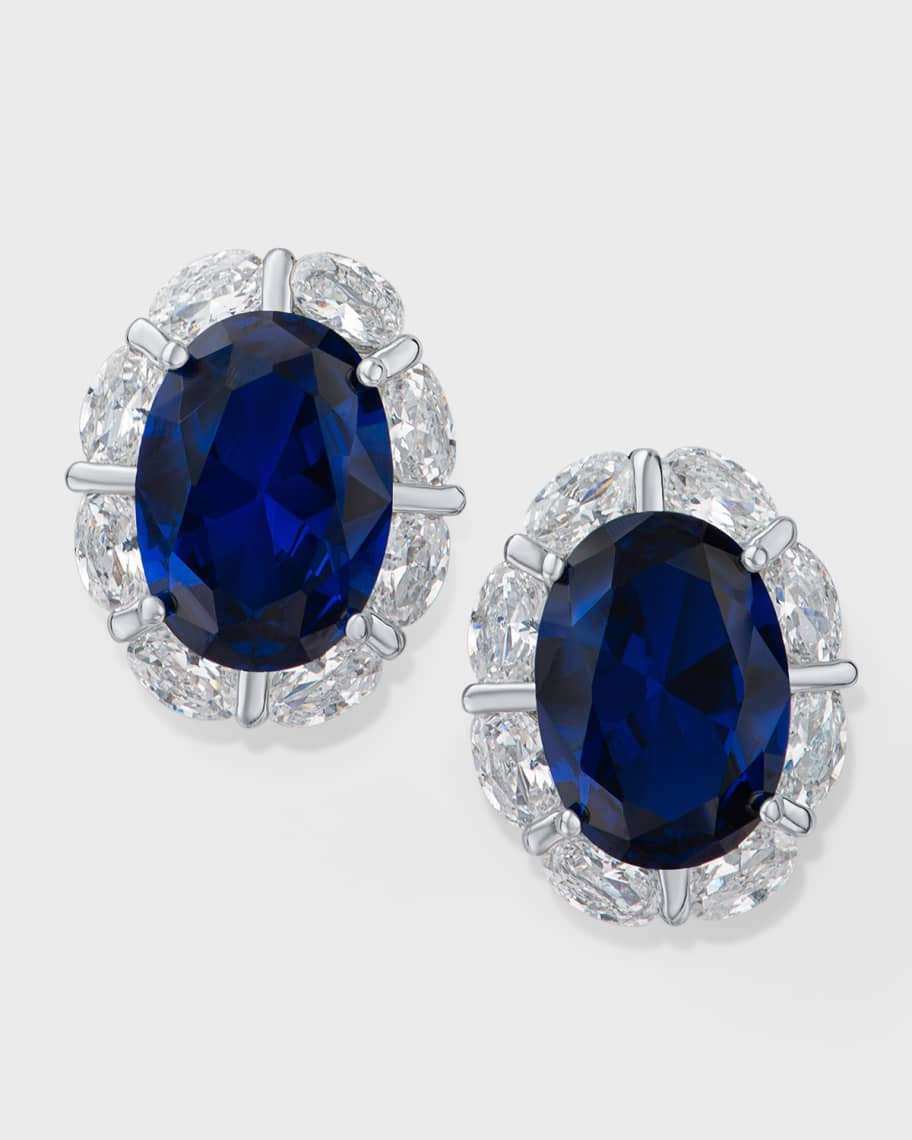 Oval Cubic Zirconia with Oval Trim Post Earrings | Neiman Marcus