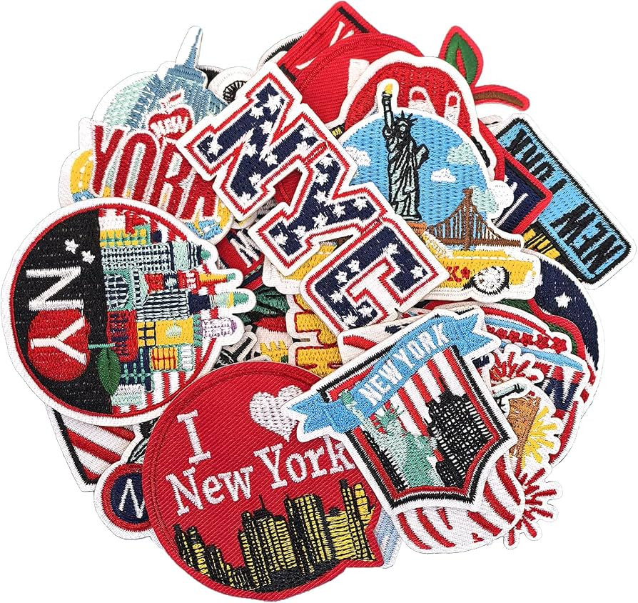 25Pcs New York City Style Iron on Patches, City Embroidered Sew on Applique for Bags Clothes Jack... | Amazon (US)