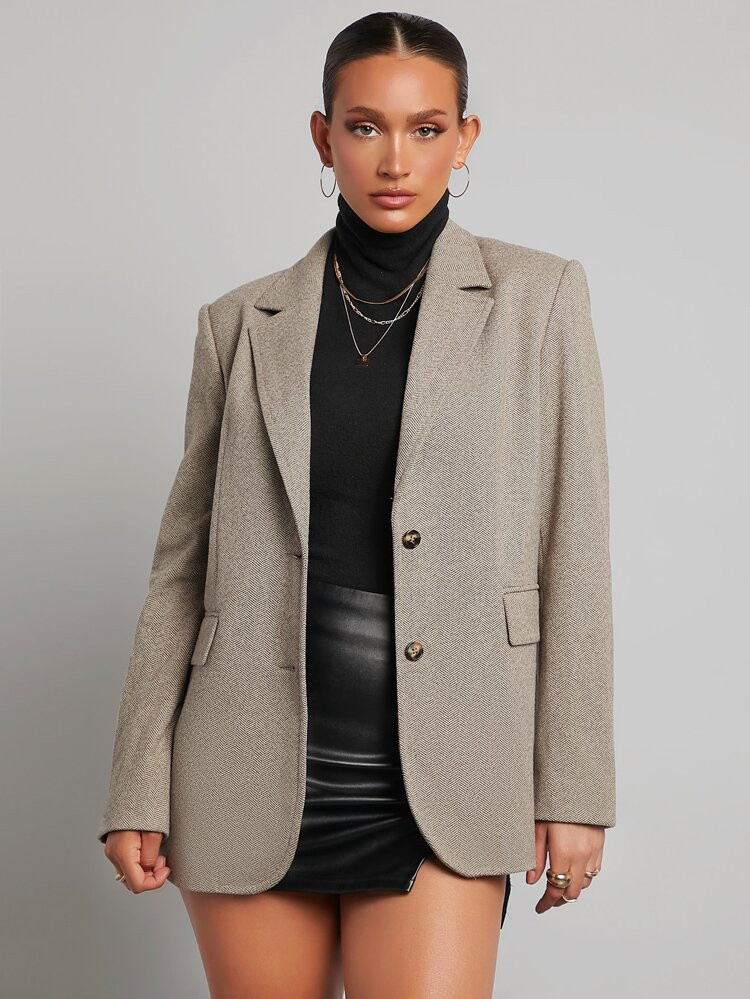 SHEIN Lapel Neck Flap Detail Blazer | SHEIN