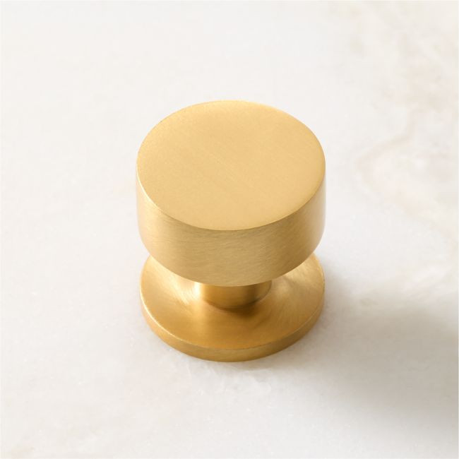 Logan Round Brushed Brass Cabinet Knob 1 | CB2