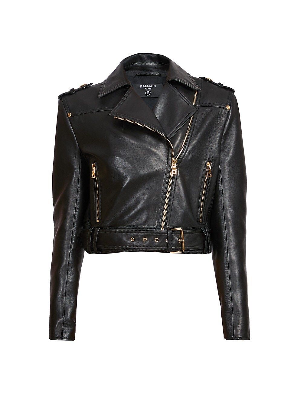 Cropped Leather Biker Jacket | Saks Fifth Avenue
