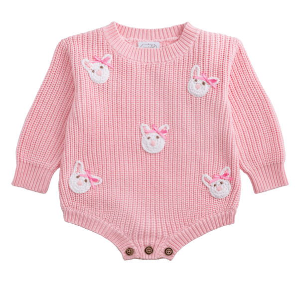 Pink Bunny Sweater Bubble | Mud Pie
