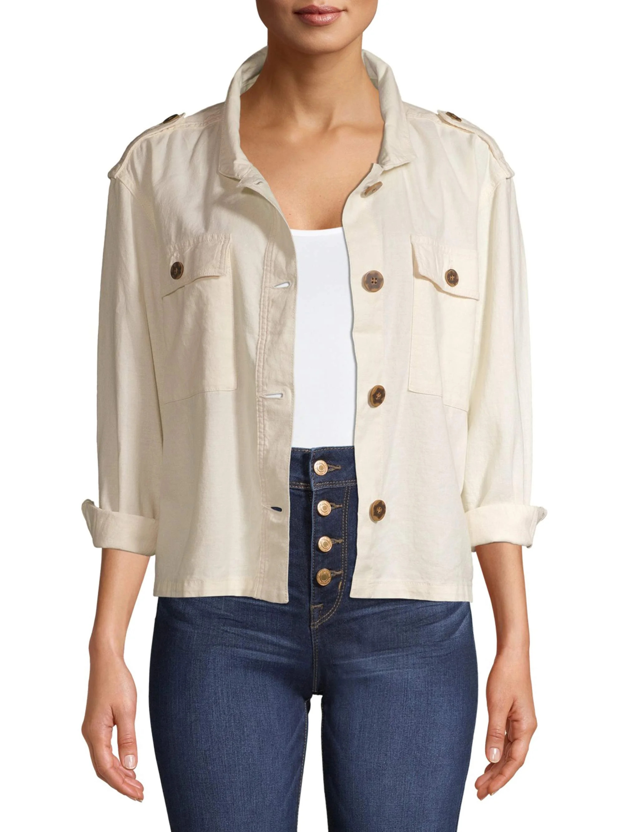 Time and Tru Women's Linen Jacket | Walmart (US)