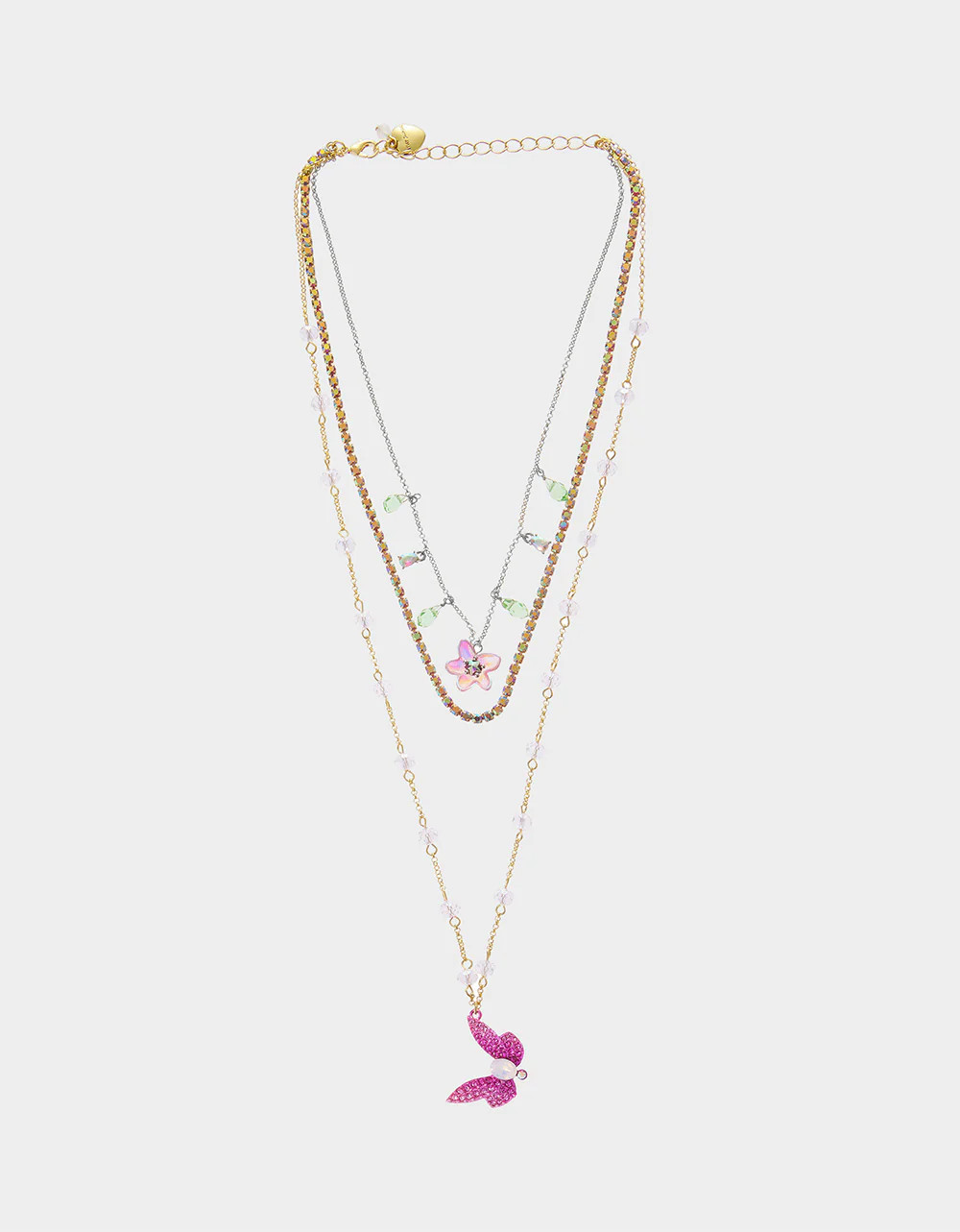 GARDEN GLAM DRAGONFLY ILLUSION NECKLACE PINK Women's Layered Dragonfly Necklace | Betsey Johnson