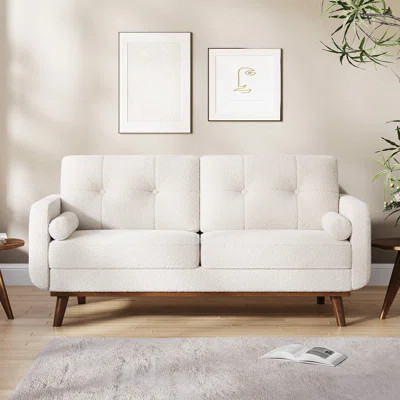65" Mid Century Modern Couch Sofa Loveseat, Comfy Love Seat Couches for Living Room, 2 Seater Upholstered Deep Seat Couch | Wayfair North America