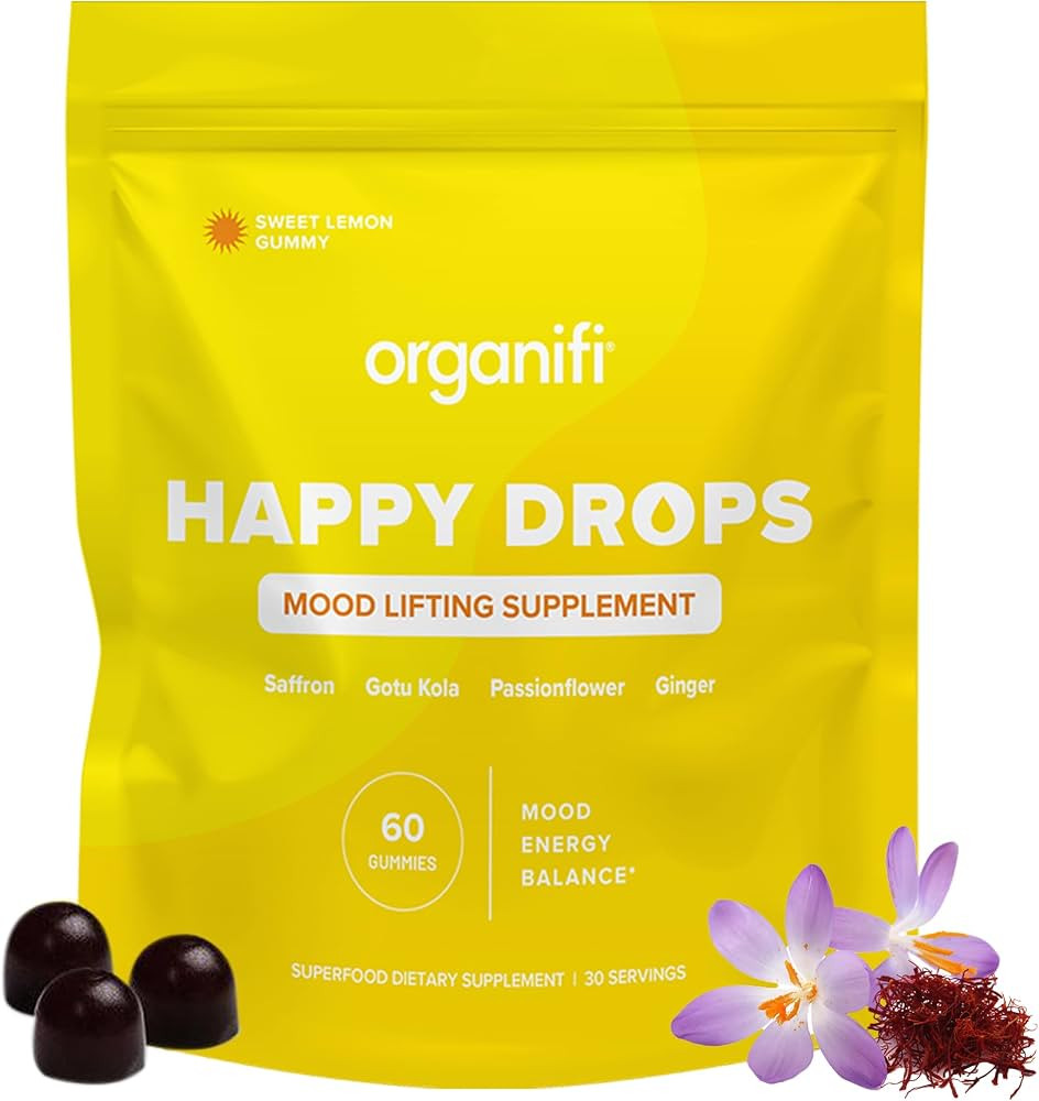 Organifi Happy Drops - Daily Superfood Happy Gummies for Adults - Mood Support Supplement for Bal... | Amazon (US)