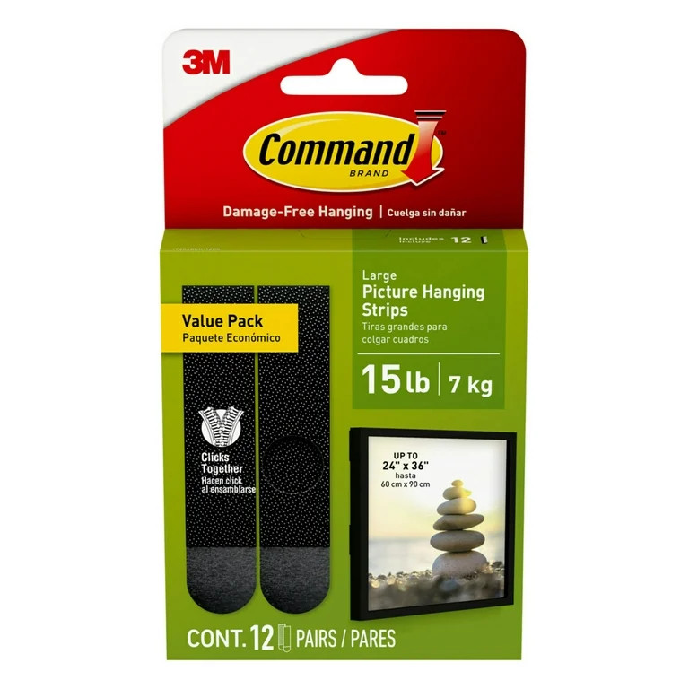 Command Large Picture Hangers, Black, Damage-Free Hanging, 12 Pairs | Walmart (US)