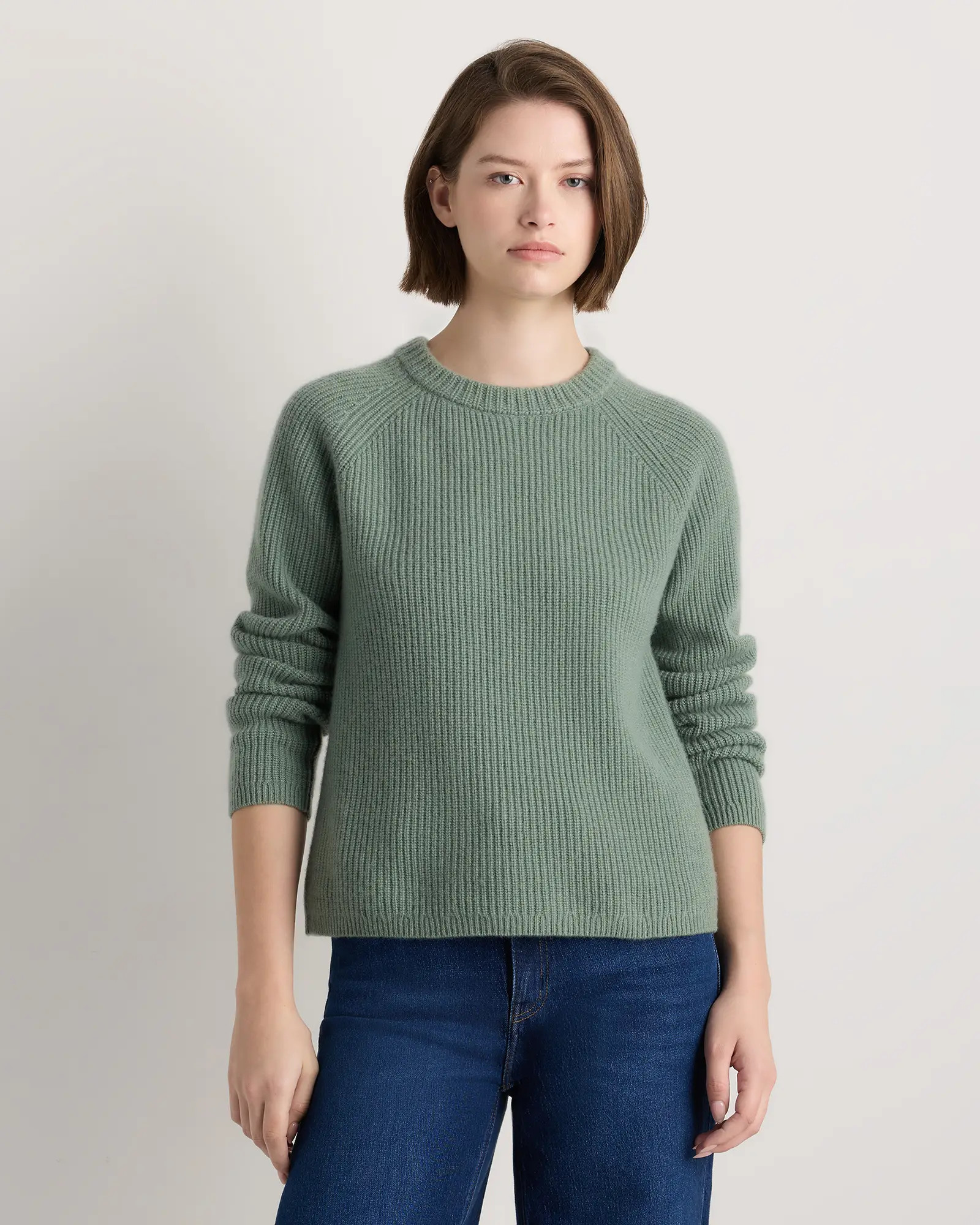 Mongolian Cashmere Fisherman Crewneck Sweater in Ivory | Quince