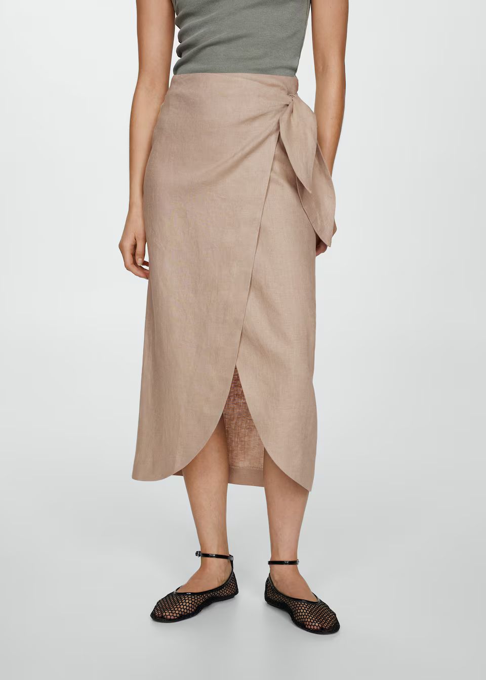 Bow linen skirt -  Women | Mango USA | MANGO (US)