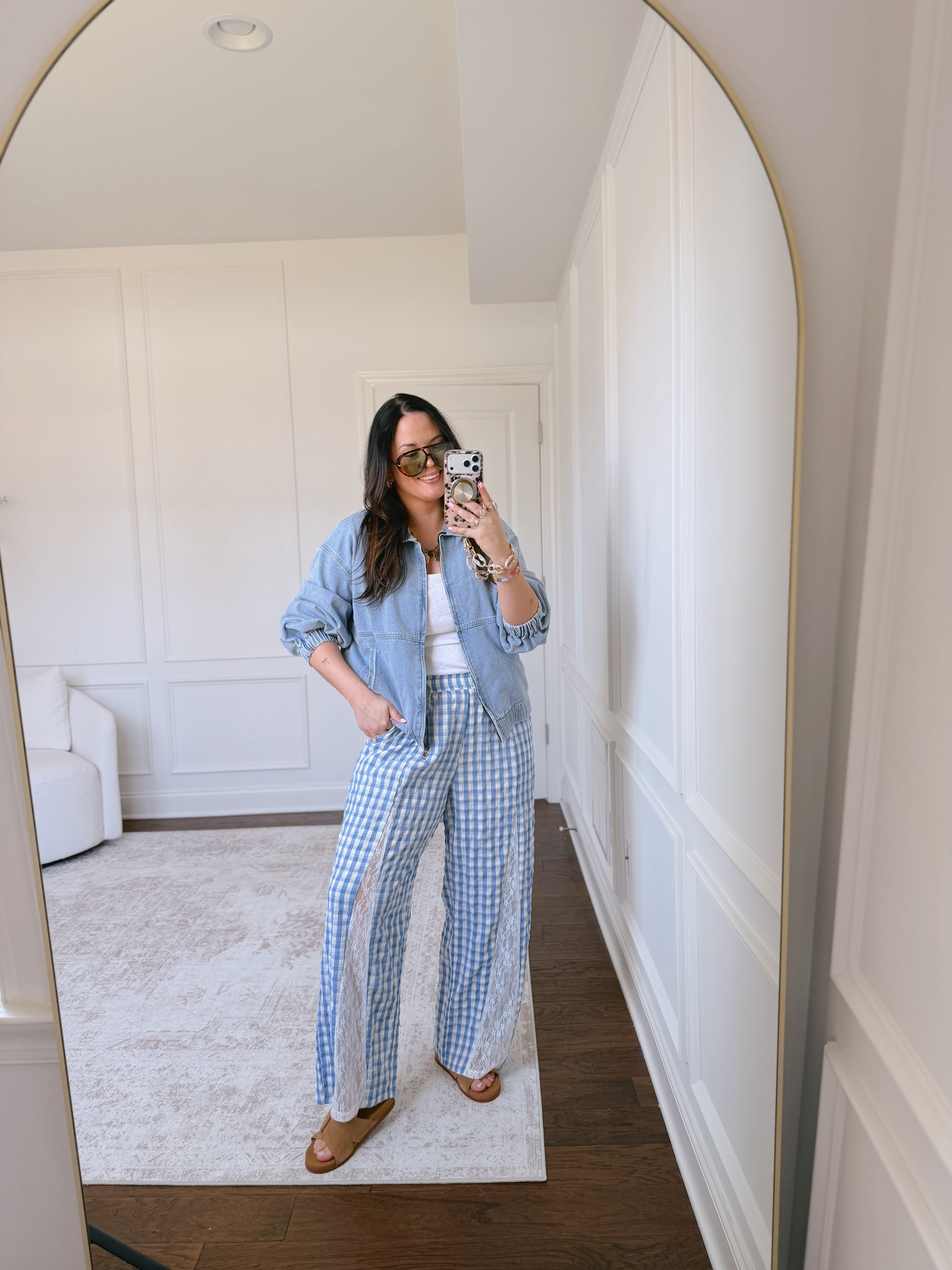 These pants are so fun with the lace detail and gingham print.. wearing a large in everything 

 #LTKootd #LTKSeasonal #LTKMidsize