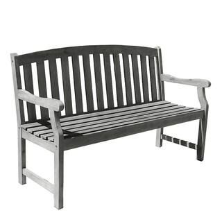 Vifah Renaissance Hand-Scraped Acacia Arched Slat-Back Patio Bench V1333 | The Home Depot