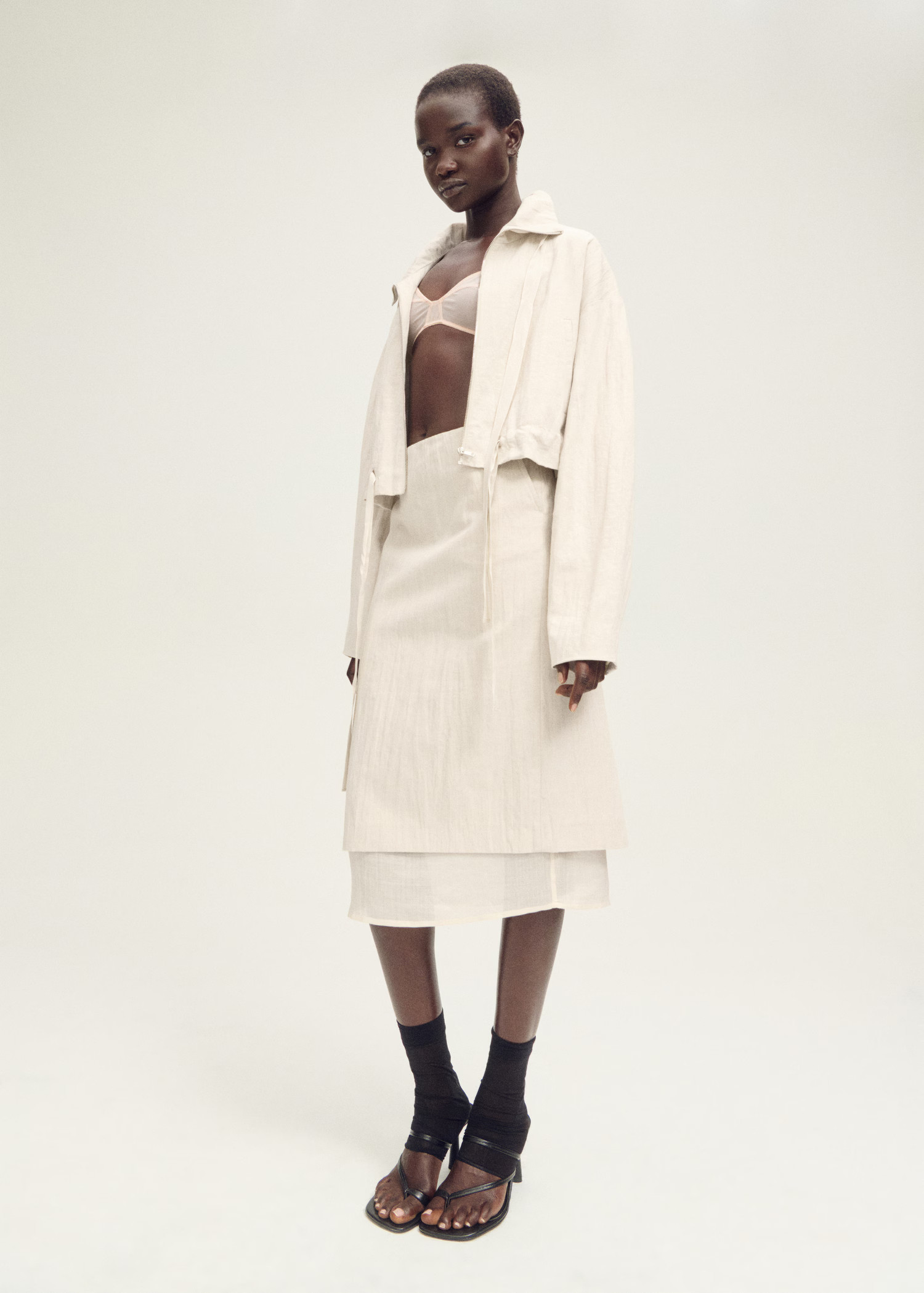 Linen-blend cropped jacket - Women | MANGO USA | Mango (US/MX/AU)