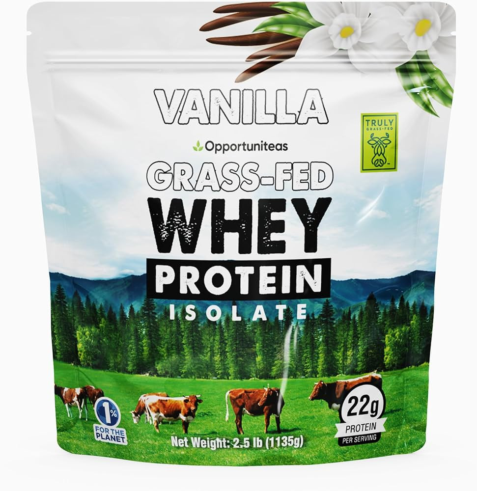 Opportuniteas Grass Fed Vanilla Whey Protein Isolate Powder - 22g Protein Powder Without Artifici... | Amazon (US)