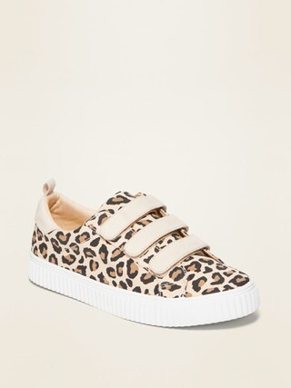 Leopard-Print Canvas Triple-Strap Sneakers for Girls | Old Navy (US)