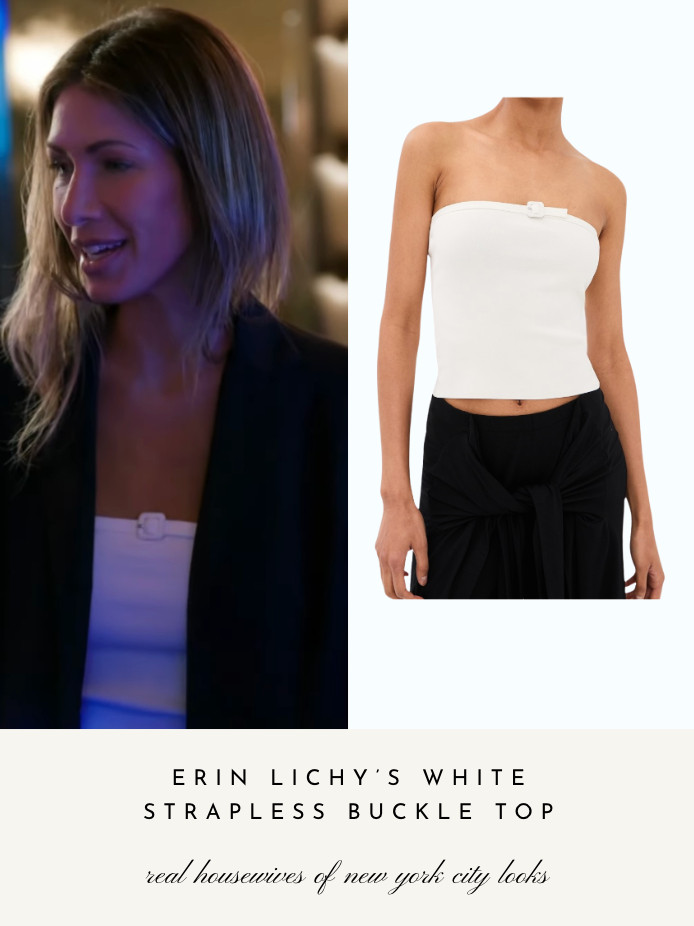 Erin Lichy's White Strapless Buckle Top 

 