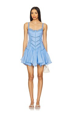Charo Ruiz Ibiza Lira Short Dress in Blue Washed from Revolve.com | Revolve Clothing (Global)