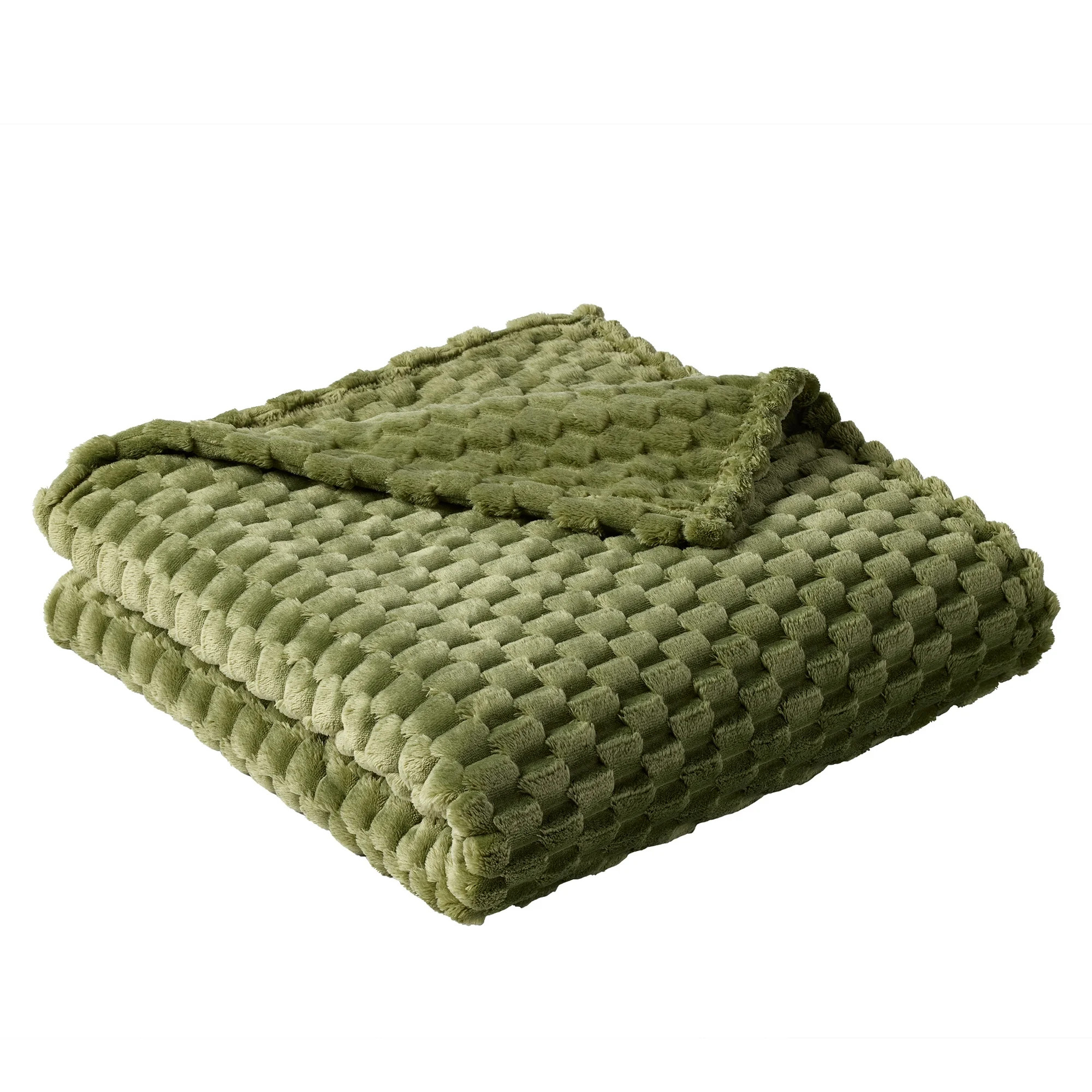 Better Homes & Gardens Textured Velvet Plush Oversized Throw Blanket, Dark Cilantro | Walmart (US)
