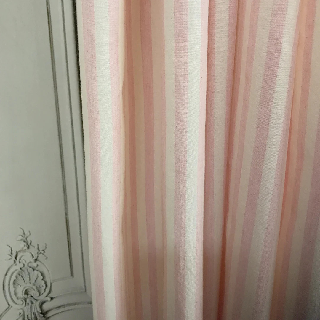 Modern Vintage Light Pink Striped Curtain With Ivory Background Cotton Drapery Panel 55 Width Var... | Etsy (US)