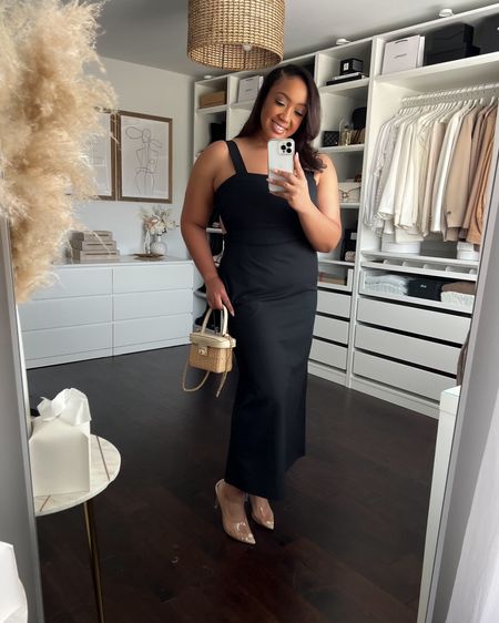 This linen blend black midi dress is one of my favs! I love the tie back out detail and cut! Just so flattering! Runs pretty TTS. I’m wearing a 14 and it’s perfect. 

#LTKfindsunder50 #LTKmidsize