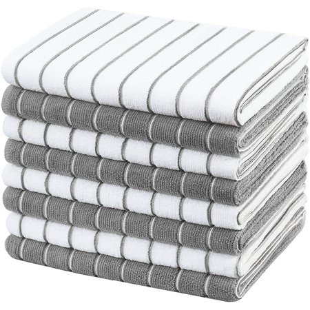 Gryeer Microfiber Kitchen Towels, Stripe Designed, Soft and Super Absorbent Dish Towels, Pack of 8,  | Walmart (US)