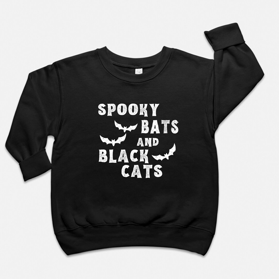 Spooky Bats and Black Cats Toddler Halloween Crewneck - Etsy | Etsy (US)
