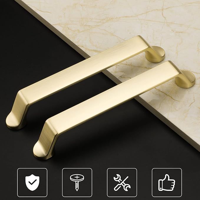 Haidms Brushed Gold Cabinet Pulls Gold Cabinet Handles,Brushed Brass Drawer Pulls Champaign Gold ... | Amazon (US)