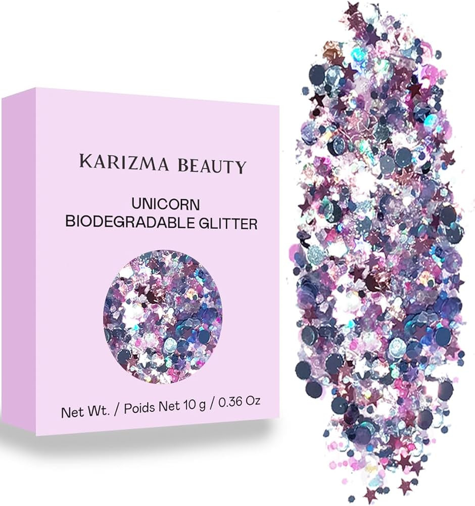 Unicorn Strobe Biodegradable Chunky Glitter // Karizma Beauty for Face and Body Bio Eco Festival ... | Amazon (US)
