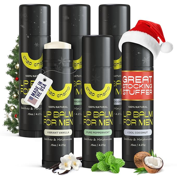 Lip Balm for Men - All Natural Chapstick - Great Stocking Stuffer - Vitamin E and Beeswax - Chaps... | Amazon (US)
