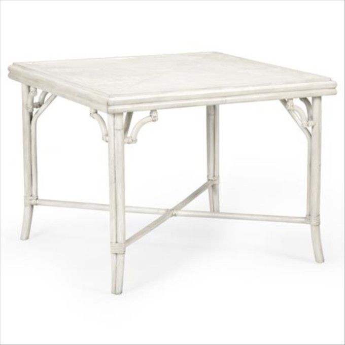 Click for more info about Lyric Coastal Beach Grey Whitewash Rattan Crushed Bamboo Game Table