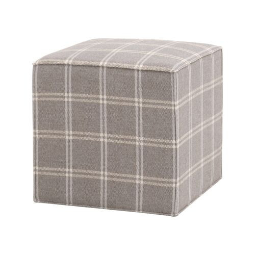 Darci Accent Plaid Cube/Ottoman - Stone - Gray | Footstool, Footrest, Low Seat - Ideal Storage, Decor, Furniture | One Kings Lane