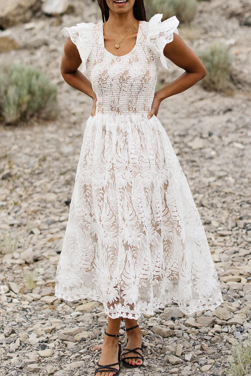 Hattie Dress in White Lace | Ivy City Co