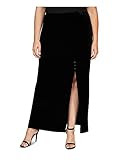 Alex Evenings Women's Size Long Skirt with Button Detail Side Slit Petite Regular, Black Velvet Plus | Amazon (US)
