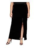 Alex Evenings Women's Size Long Skirt with Button Detail Side Slit Petite Regular, Black Velvet Plus | Amazon (US)