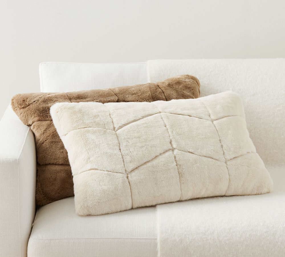 Quilted Alpaca Faux Fur Lumbar Pillow | Pottery Barn (US)