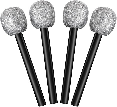 Yaomiao 4 Packs Glittered Microphone Fake Bling Prop Microphone Kids Plastic Pretend Rock Star To... | Amazon (US)