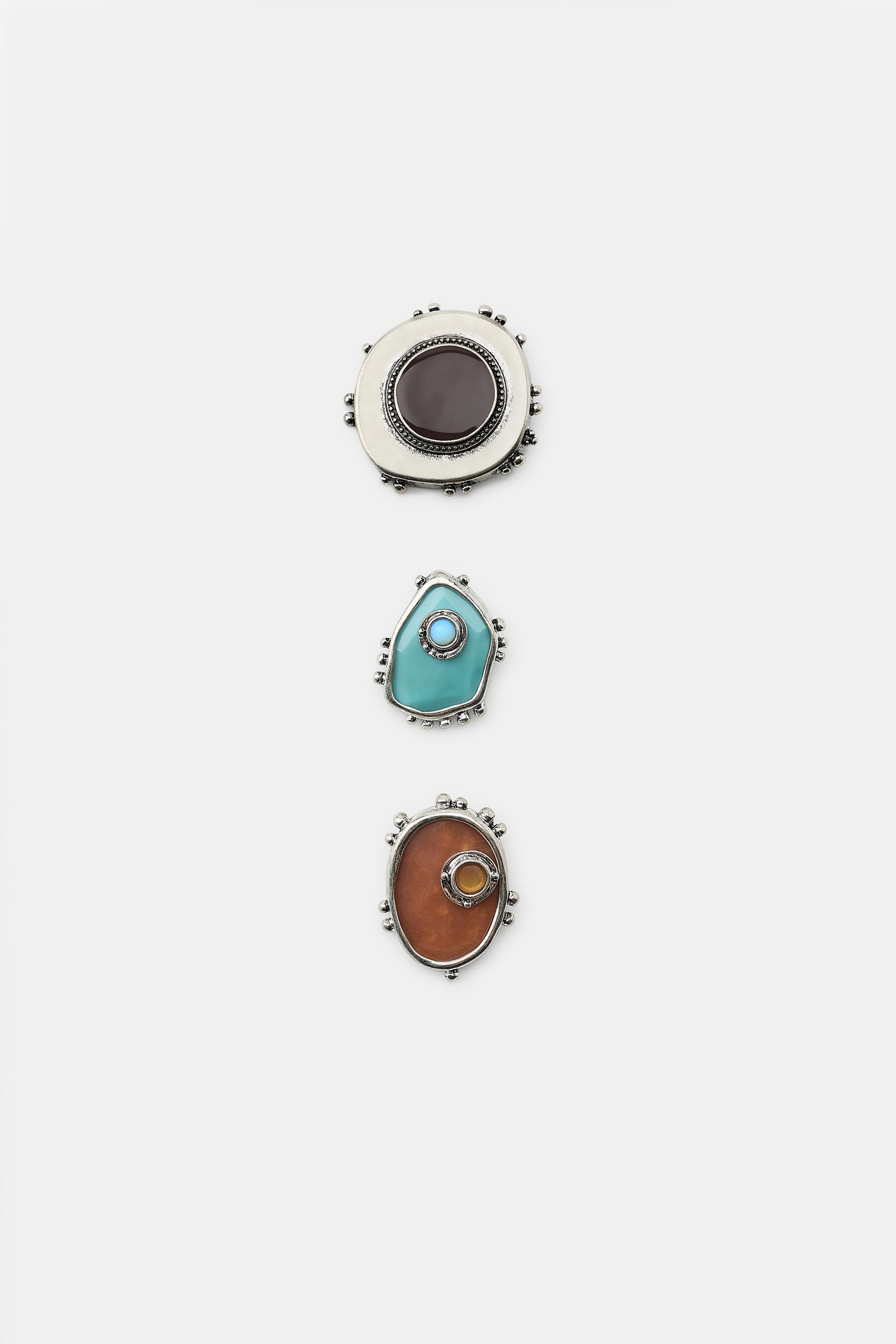 3-PACK METAL WESTERN PATCH BROOCHES - Silver - M | Zara US
