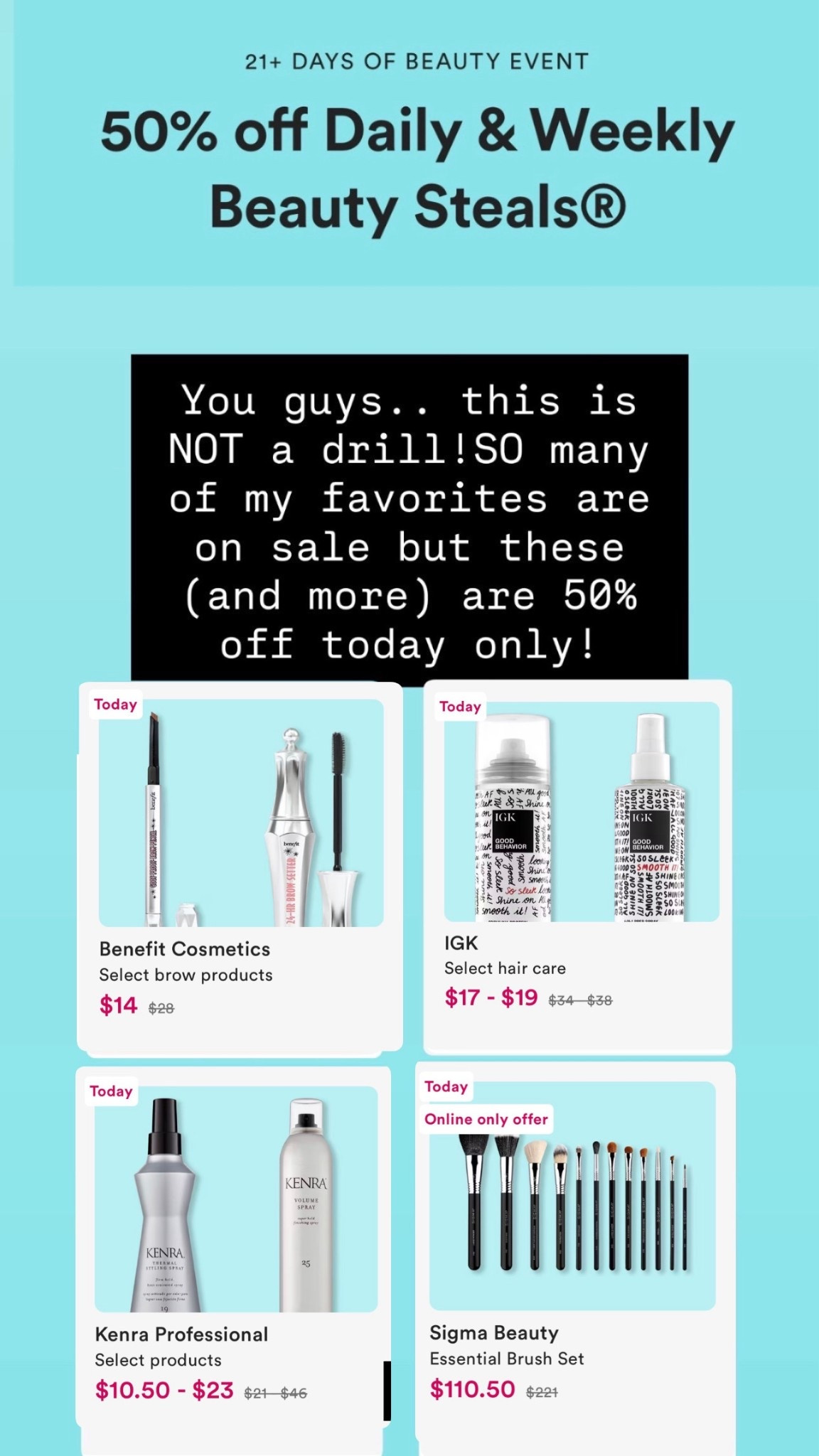 Today is one of those RUN, don’t walk beauty sale days—and you already know I only share the good ones 💅✨

These are 50% OFF today only and honestly… they’re staples in my routine that I would repurchase full price without hesitation 👏

We’re talking:
• A volume-boosting hairspray that actually holds ALL day without that stiff, crunchy feel (your hair still moves 🙌)
• A heat protectant that gives shine, adds protein, AND keeps your hair healthy while styling
• A luxury brush set that’s over $100 OFF (!!) — buttery soft, blends like a dream, and worth every penny at this price
• My go-to brow products (shade 2.5) that I use on repeat for natural, lifted brows

If you’ve been waiting for a sign to stock up or finally try these… THIS is it 💥

Trust me—these are the kind of products that elevate your entire routine without overcomplicating it

Shop everything while it’s 50% off before it’s gone 👇
#LTKSale #BeautyDeals #LTKBeauty #MakeupMustHaves #HairCareEssentials #Over40Beauty #BeautyOnABudget #LTK

#LTKselfcare #LTKSaleAlert #LTKBeauty