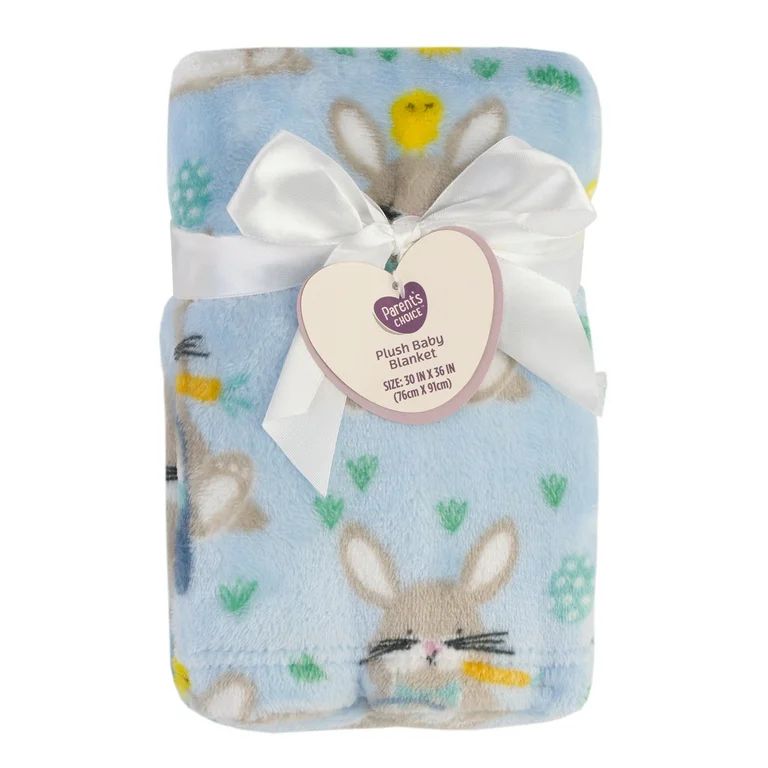 Parent's Choice Blue Bunny Plush Blanket 30" x 36" | Walmart (US)