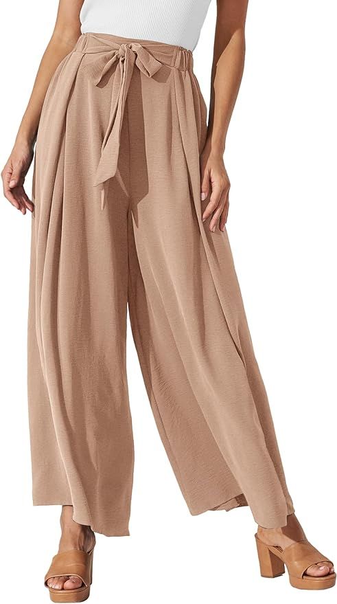 PRETTYGARDEN Women's Wide Leg Work Pants Business Casual High Waisted Loose Palazzo Trouser Summe... | Amazon (US)
