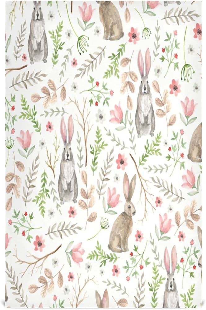 Kigai Bunny Rabbit Flower Kitchen Towels 18x28inch Ultra Soft Absorbent Quick Drying Kitchen Dish... | Amazon (US)