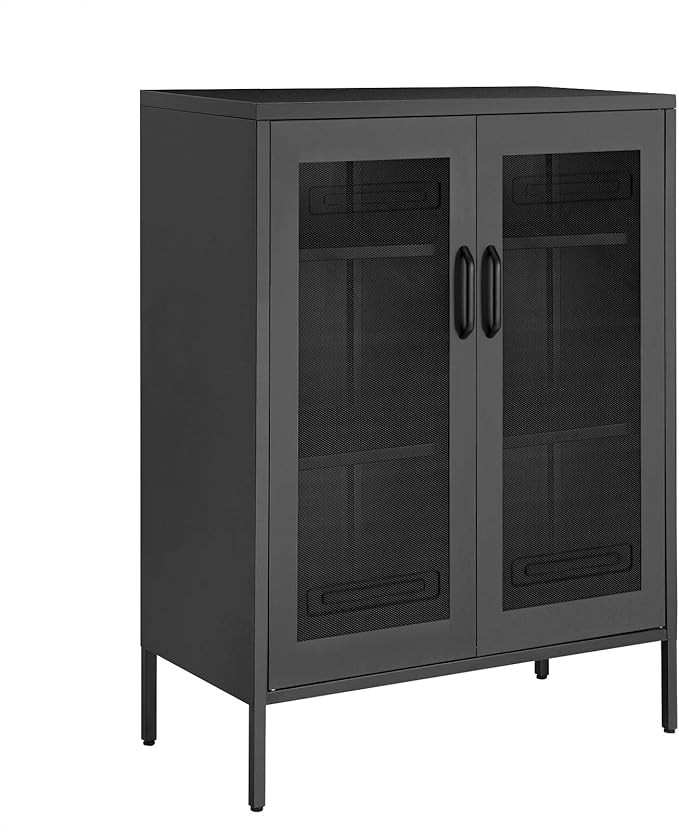 SONGMICS Metal Storage Cabinet with Mesh Doors, Multipurpose Storage Rack, 3-Tier Office Cabinet,... | Amazon (US)