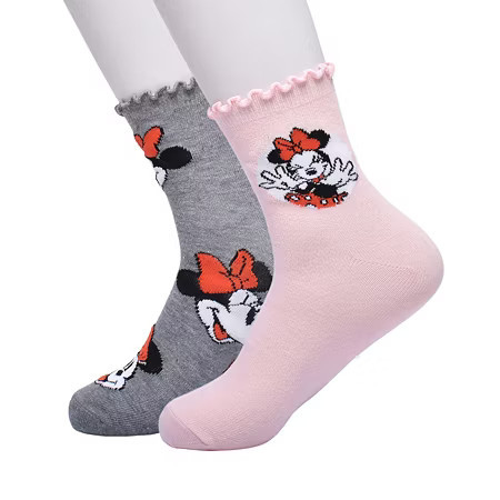 2-pc. Minnie Mouse Crew Socks Womens, 9-11, Pink | JCPenney