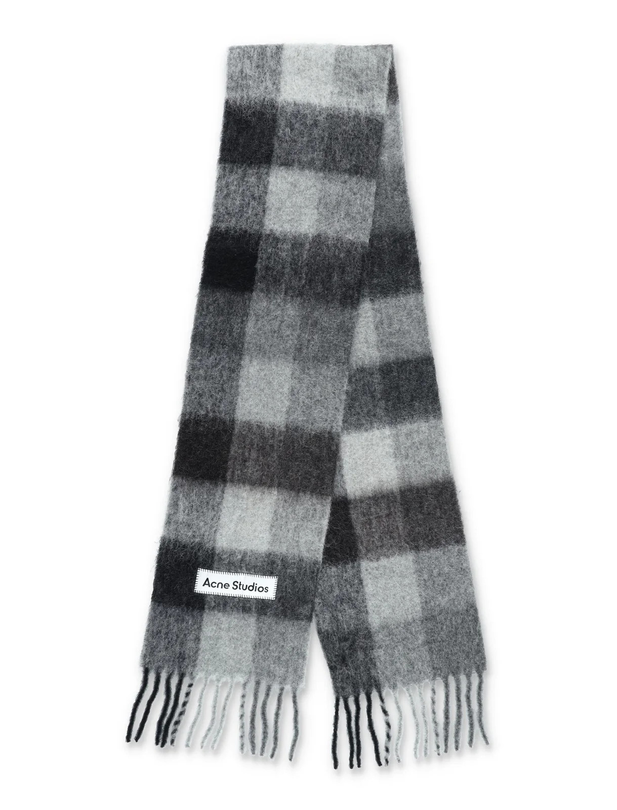 Acne Studios Logo Patch Checked Scarf | Cettire Global