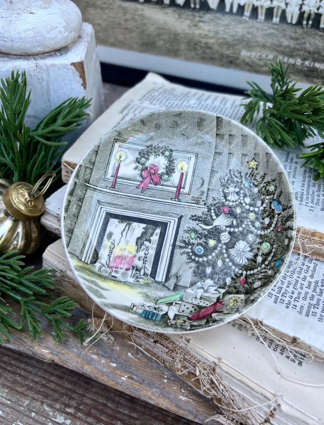 Antique CHRISTMAS White Ironstone Dish Transferware JOHNSON BROS Farmhouse Decor Fall England Coa... | Etsy (US)