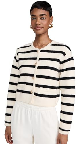 Line & Dot Women's Benni Striped Cardigan, Cream and Black, L | Amazon (US)